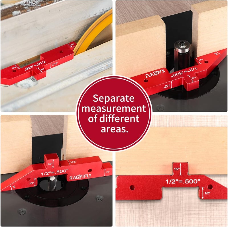 KAGYIFLY Router Table Setup Bars, 7pcs Aluminum Precision Setup Blocks Height Gauge Set for Router Table Saw Accessories and Angle Woodworking Set Up(Each Block has Different Thickness) - Image 3